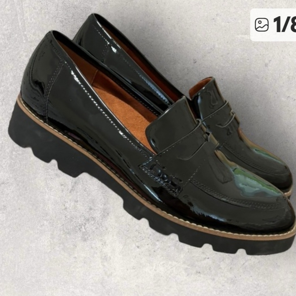 Vionic Black Patent Leather Platform Loafers - image 1